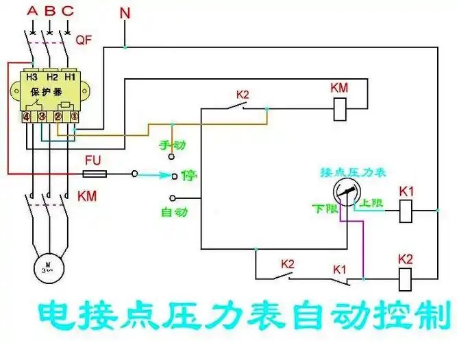 电接点压力表控制水泵接线图能加个浮子开关吗