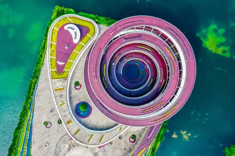 航拍长沙梅溪湖城市岛