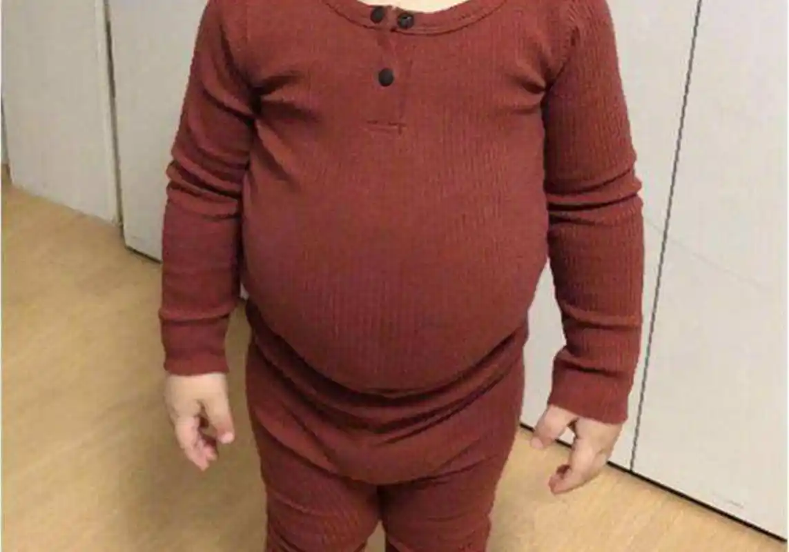 我就看到那个小家伙肚子鼓得像皮球一样,圆嘟嘟的,非常像电视剧里那种