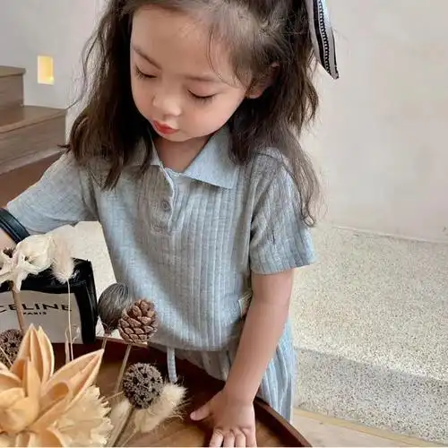 花音畔小孩子衣服女童中小童女装夏季女宝宝4岁小女孩儿童短袖套装