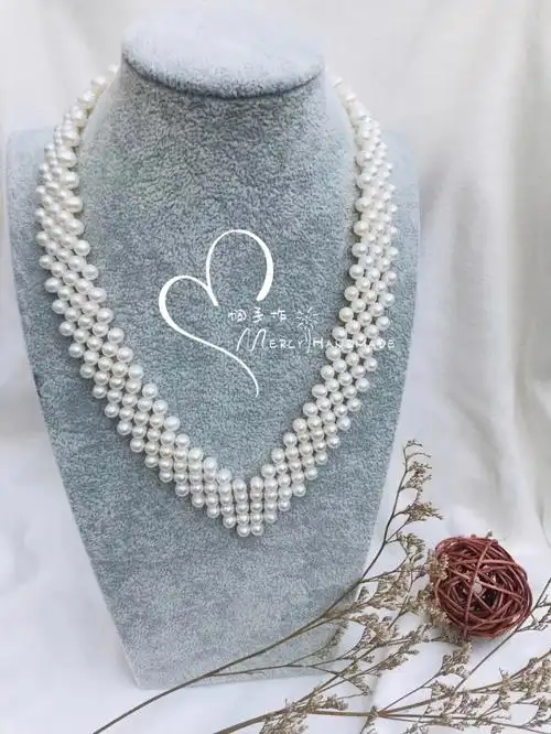 v领重工多层可盐可甜珍珠编织项链