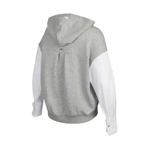 nike耐克卫衣女上衣运动服2021新款连帽宽松灰色运动卫衣