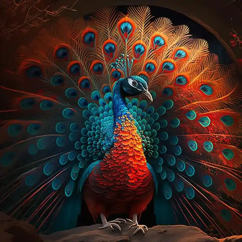 红色孔雀本身就极其罕见, 看到红色孔雀开屏更是百年难遇