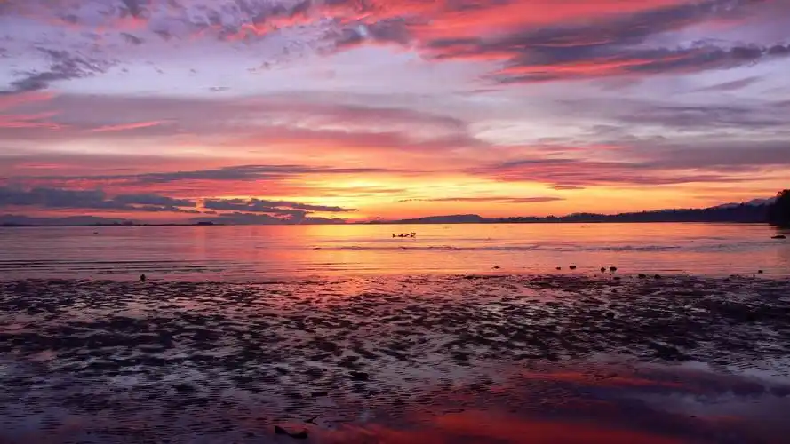 高清晰日落日出夕阳红摄影图