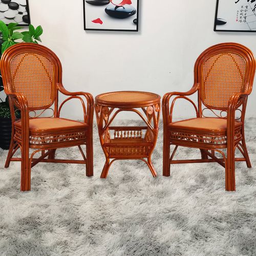 藤椅单人阳台天然真藤三件套茶桌椅组合腾椅茶几家用靠背滕编椅子