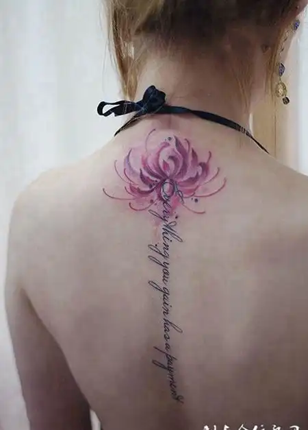 曼珠沙华,后背彼岸花与英文纹身