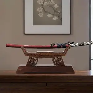 实木剑架剑托鸡翅木装饰刀架刀托客厅玄关摆件底座武士刀架装饰架