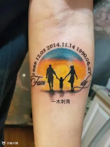 三口之家_纹身图案手稿图片_党哲的纹身作品集