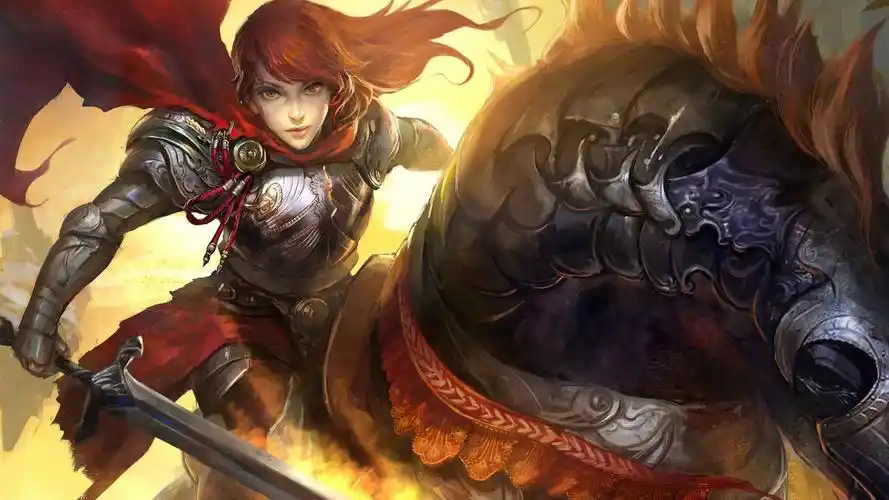 艺术图片,幻想的女孩,剑,马,战士 壁纸 - 1600x900