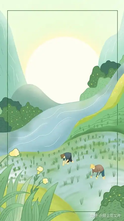 小满手绘插画海报背景素材中国风海报小清新手机壁纸