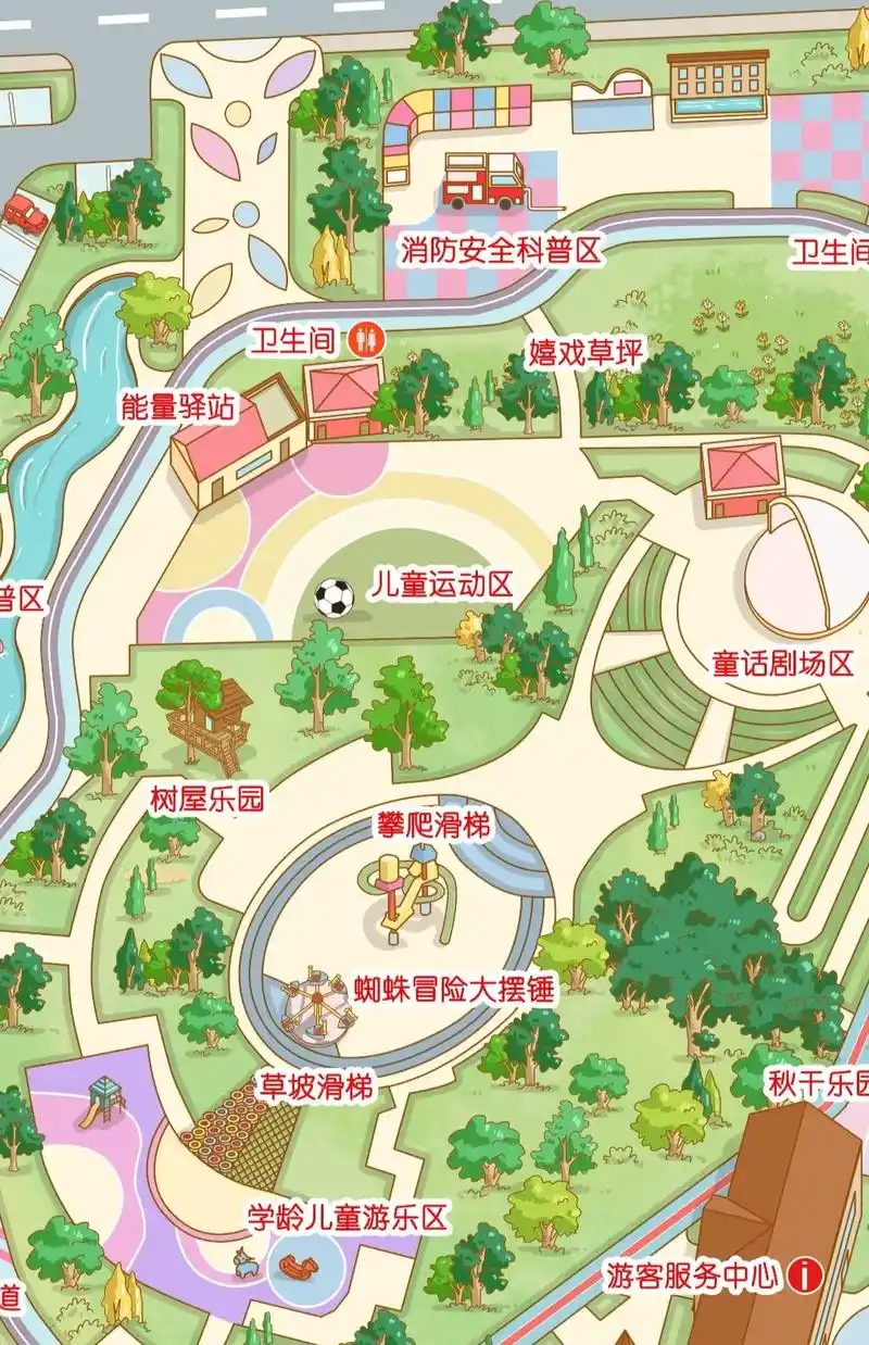 儿童公园手绘地图设计 #手绘地图怎么画 #景区导览图设计 # - 抖音