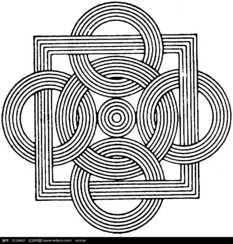 正方形和圆形套叠花纹镂空