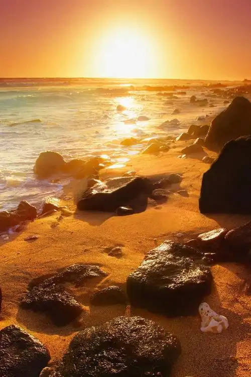 海边,夕阳,海景,海浪,手机壁纸高清自然大海夕阳美景手机桌面背景