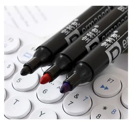 记号笔黑色马克勾线速干笔油性不掉色快递大头笔不可擦速干笔黑色10支