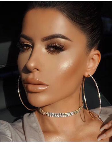 lika 60-100毫米全水钻圆形大圈耳环时尚镀金锆石陈述