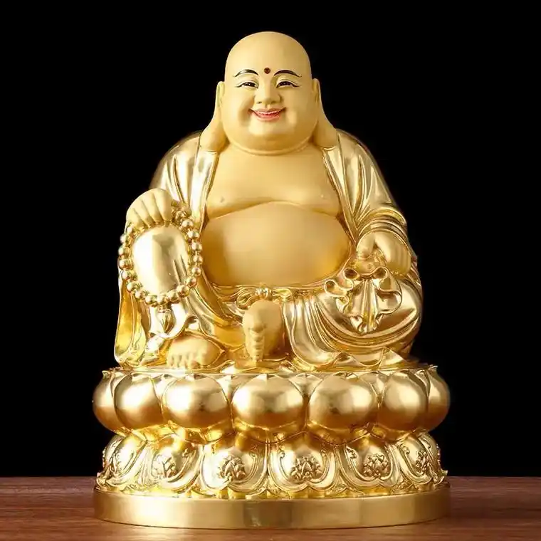 纯铜贴金大肚弥勒佛笑佛. 相见即是佛缘,愿大家笑口常开,六时 - 抖音