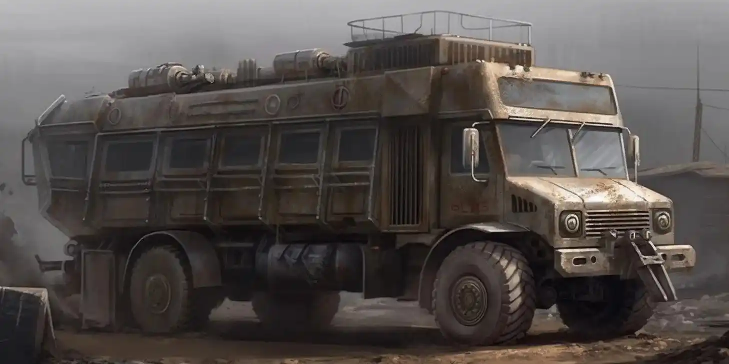 末日大公交(卡车)#midjourney #ai绘画 #末日 - 抖音