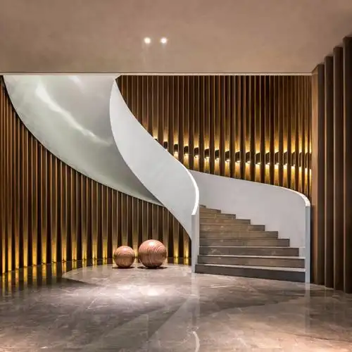 钢板楼梯弧形旋转结构钢架整体定制设计别墅整体楼梯