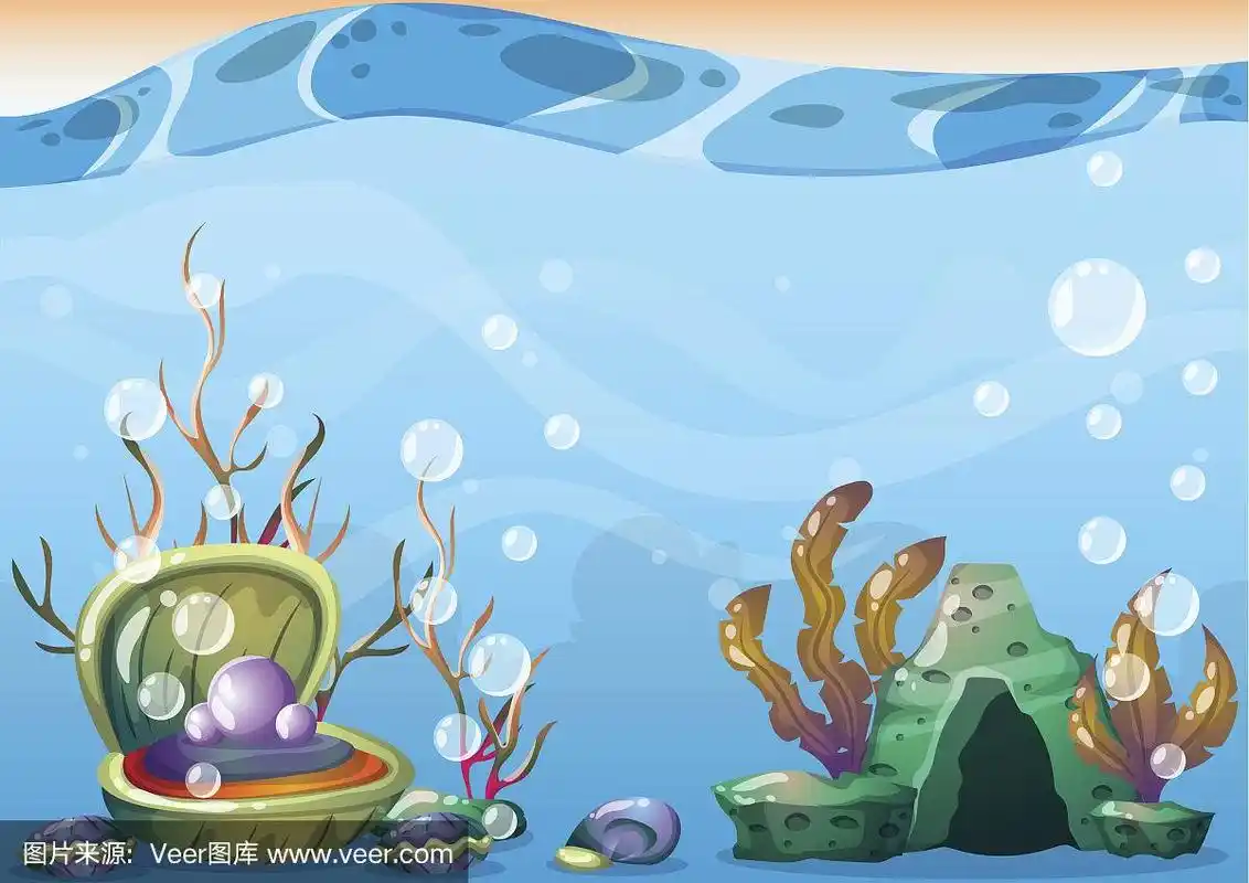 卡通矢量水下背景与分离层的游戏艺术