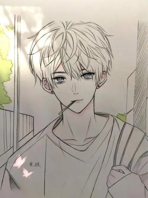 绘画过程图教你画男生