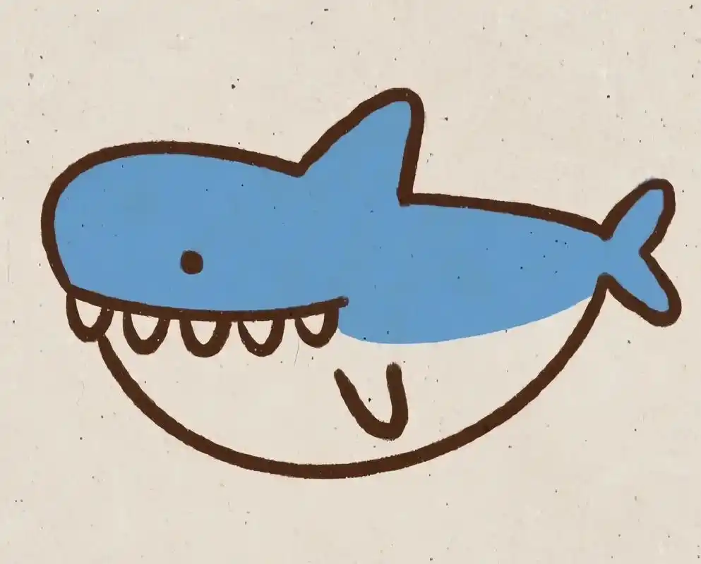 简笔画:分步骤画一条鲨鱼.第一步,先画出鲨鱼的牙齿 第二步, - 抖音