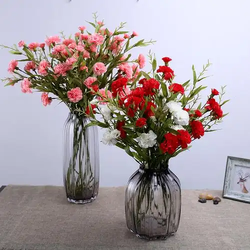 精品绿植康乃馨仿真花假花绢花客厅餐桌摆放装饰插花花艺母亲节礼物