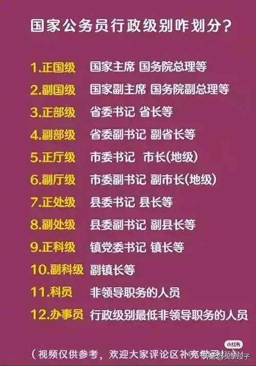 一图了解国家公务员行政级别划分
