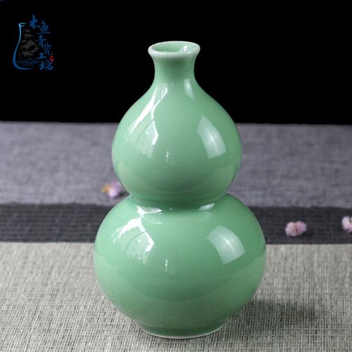 陶瓷花瓶摆件客厅水培家居饰品干花花插龙泉青瓷福禄葫芦中式花器