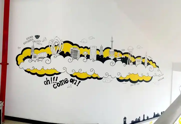 办公室创意插画墙绘壁画