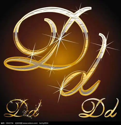 简洁金属感英语字体d组合卡片eps