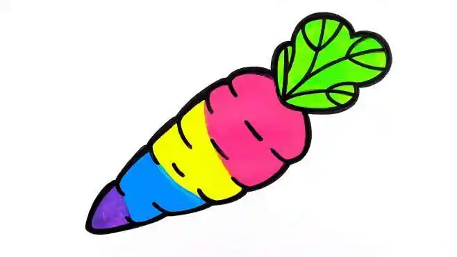 趣味简笔画,绘制胡萝卜并着色,太好玩了!小朋友们还在等什么呢