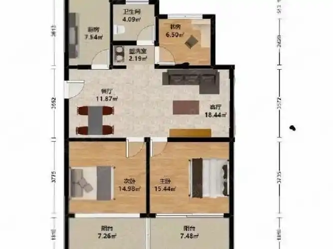 绿地旭辉城3室2厅1卫精装修电梯房90平