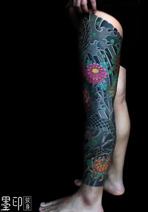 腿部脚部纹身图案大全 - 纹身大咖