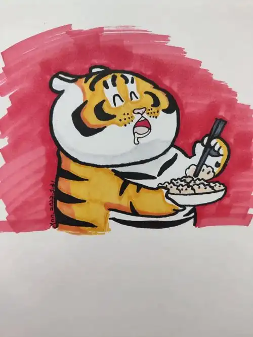 胖虎吃饺子简笔画附步骤图