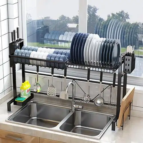 伸缩304不锈钢厨房水槽置物架碗架碗筷沥水架碗碟架水池上收纳架