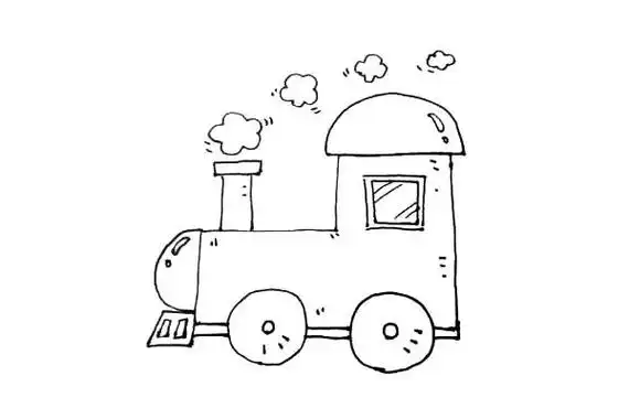 卡通火车头简笔画步骤图文教程彩色版画法