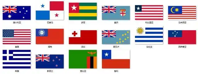 方格型国旗共16面,分为美国型和英联邦型两个大类.