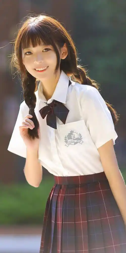 清纯甜美jk制服少女户外写真手机壁纸_少女_制服_写真