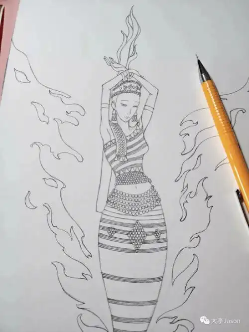 水彩族迹系列佤族