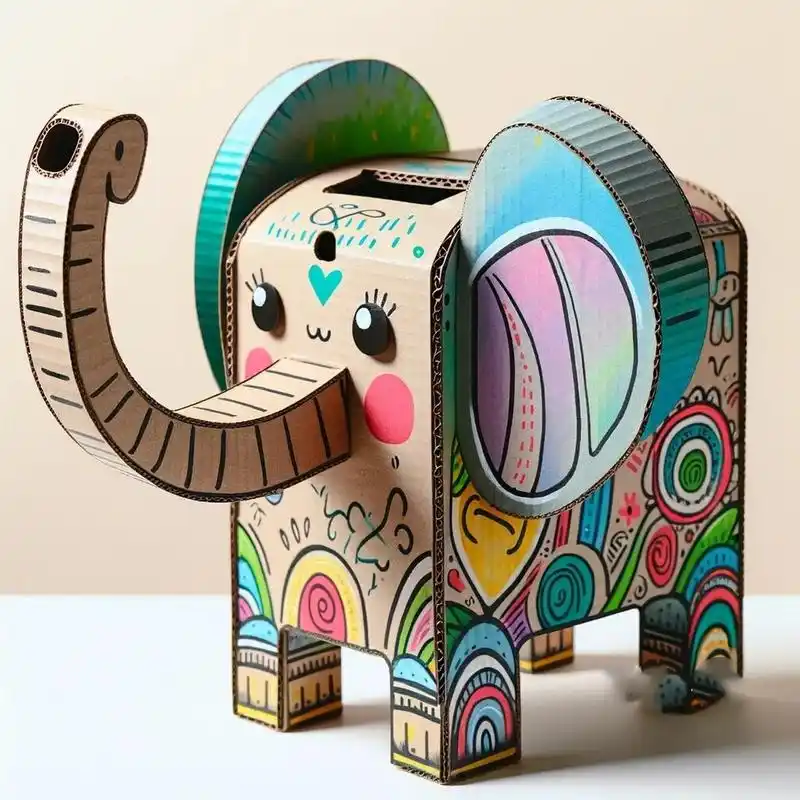 瓦楞纸野生动物  用纸盒弄成优雅的天鹅,庞大的大象,高挑的长颈鹿