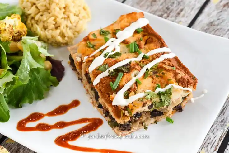 slice of black bean enchiladas