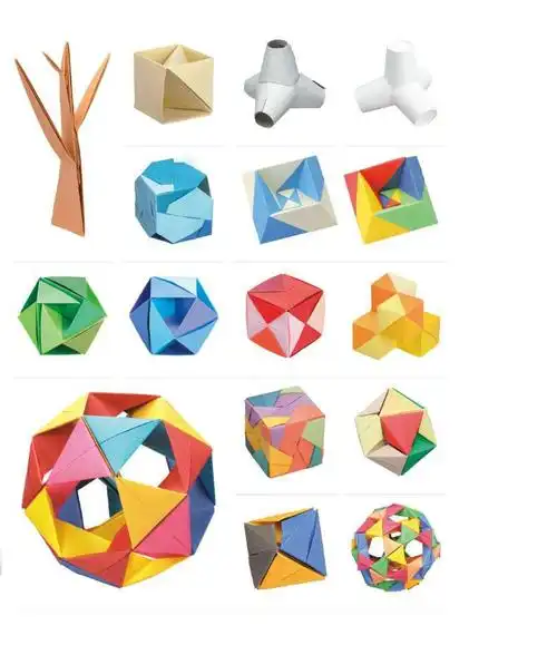 立体几何图形折纸小学生正方体球体组合叠纸教程日本手工折纸