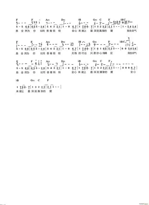 全然为你(乐队 弦 —释放属天的能力) 生命灵粮堂 歌谱简谱网