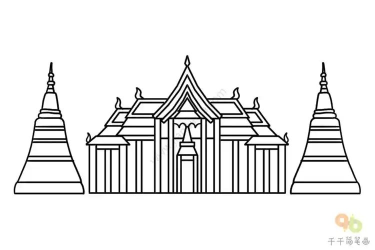 怎样画玉佛寺简笔画