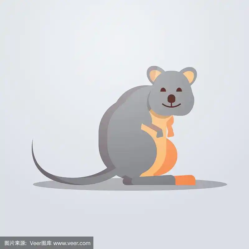短尾矮袋鼠的图标是可爱的卡通野生动物的象征