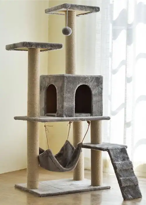 猫爬架猫窝猫树剑麻猫家具猫咪爬架玩具大型实木猫架子一体别墅窝016