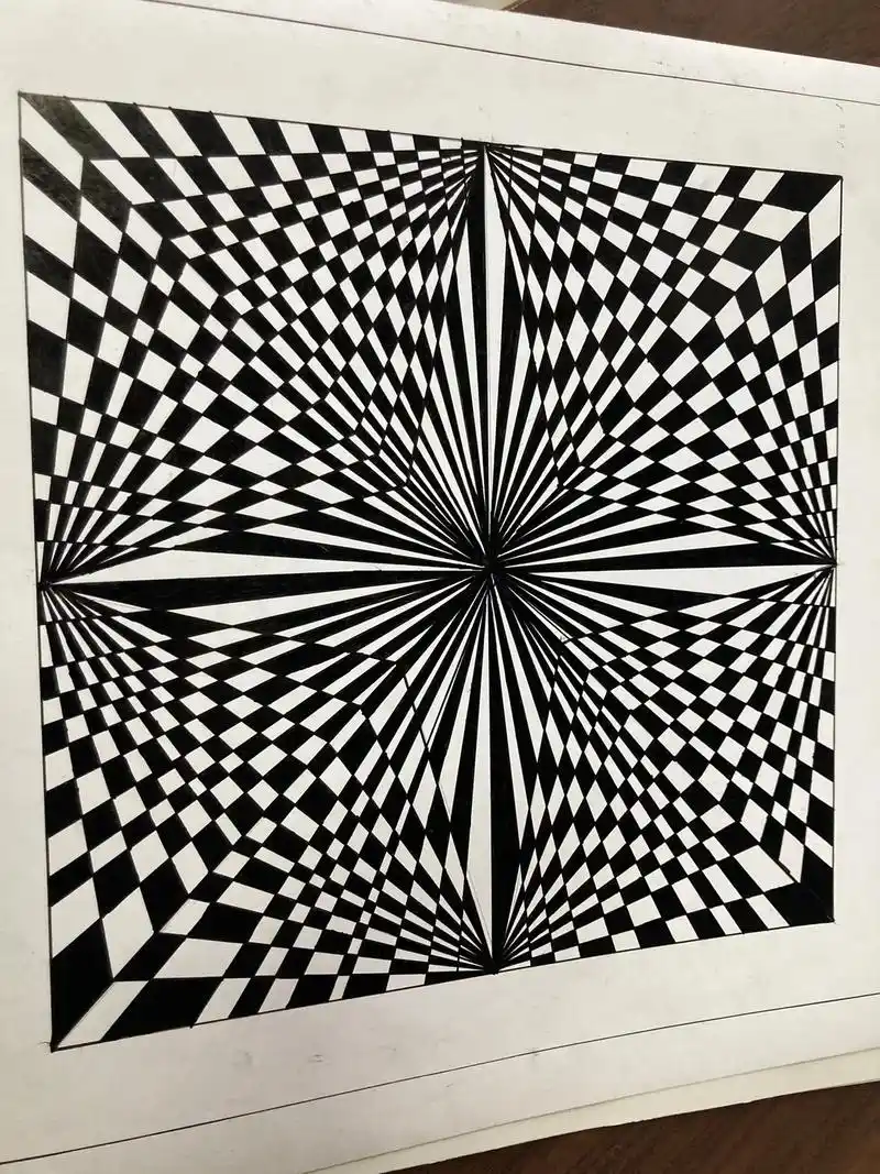 发射构成作品#黑白线描画 #手绘 #视觉艺术 #想画就画 # - 抖音