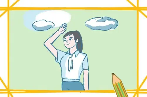 敬礼的女生简笔画教程步骤图片