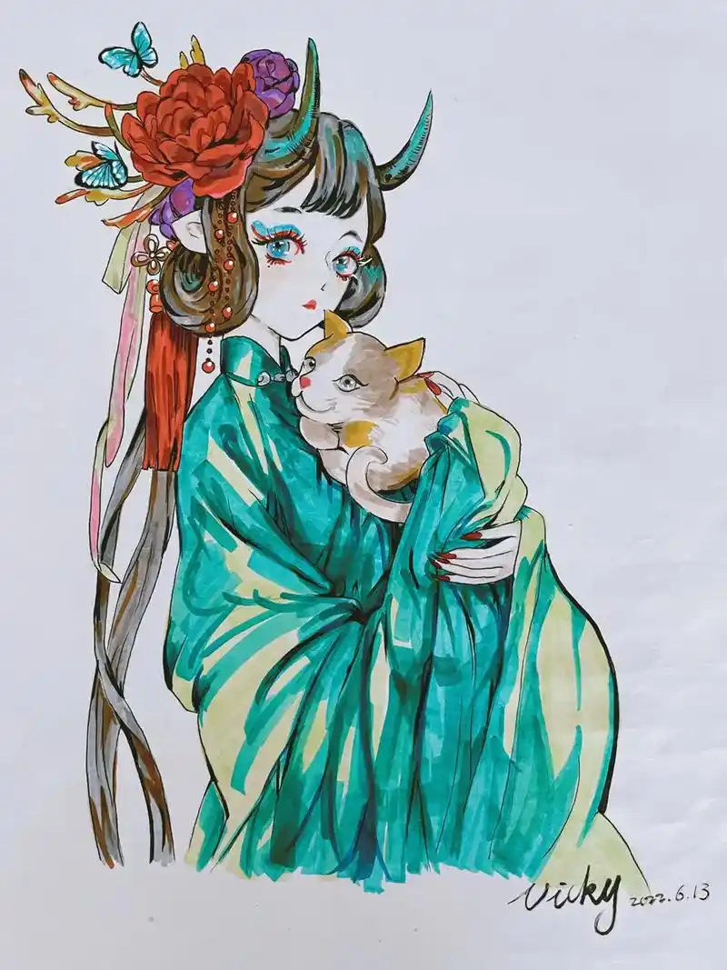 卡通#马克笔 #画画 #动漫人物绘画 @dou 小助手 - 抖音