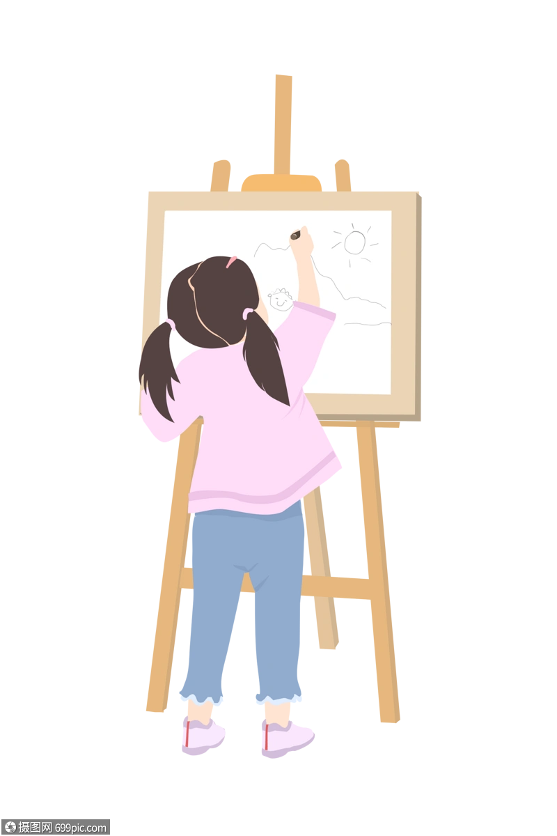 学画画的学生小朋友素材